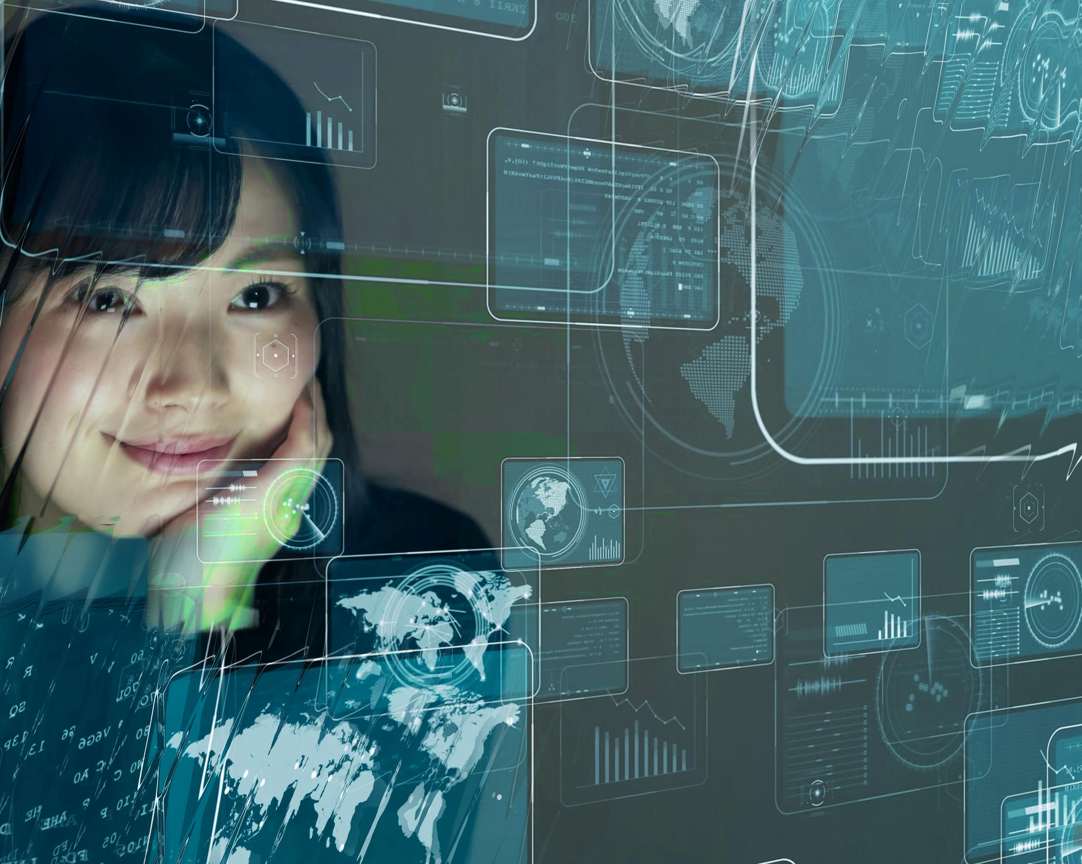 Dashboard data and happy person